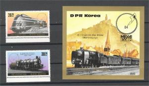 NORTH KOREA LOCOMOTICES SET + SHEETLET 1984 VF MNH!