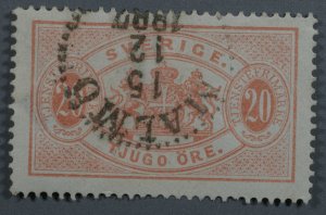 Sweden #O19 Used Fine Malmo Place Cancel Date 15 12 1887 Bright HRM Small Thin