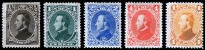 Honduras Scott 32a, 33, 34a, 35-36 (1878, 1889) Mint H F-VF, CV $41.25 B