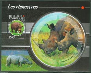 TOGO   2015  RHINOCEROS SOUVENIR SHEET   MINT  NH