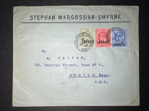 1919 Smyrea Cover British Levant PO to Boston MA USA Stephan Margossian