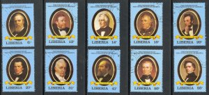 LIBERIA 1981 US Presidents Set Sc 912-921 CTO Used