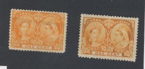 2x Canada Victoria MH Jubilee Stamps #51-1c F/VF #51i-1c VF Guide Value = $65.00