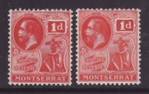 Montserrat-Sc#44,SG 50a(VLH),50(NH)- id13-unused 1p carmine, 1p red scarlet KGV-