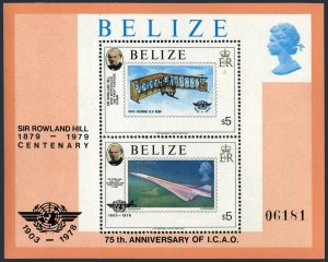 Belize 449-450,MNH. Rowland Hill-100.Powered flight-ICAO.Dunne D.5,Concorde,Jet.