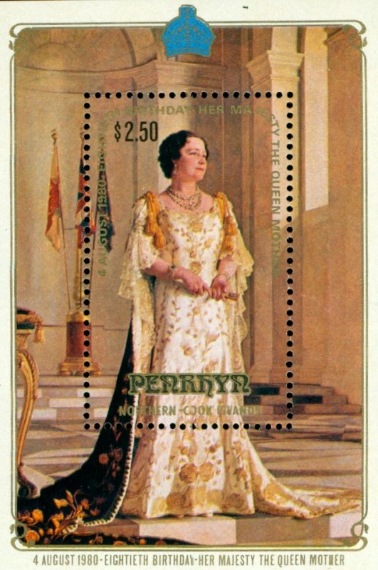 PENRHYN 118 MNH SS BIN $2.00 QUEEN MOTHER