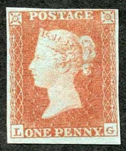 1841 Penny Red (LG) Fine mounted mint with original gum