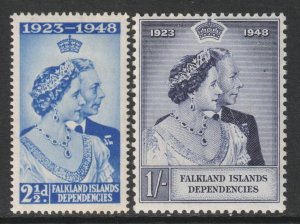 Falkland Islands Deps Scott 1L11/1L12 - SG G19/G20, 1948 Silver Wedding Set MH*