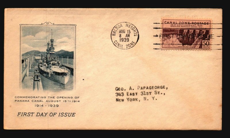 Canal Zone SC# 135 FDC / Cacheted - L1571