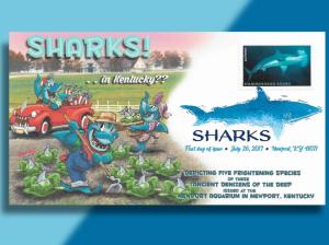 Bennett Cachetoons FDC for 2017 SHARKS!  . . in Kentucky, of all places!