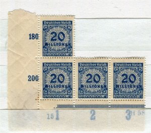 GERMANY; 1923 Inflation period issue MINT MNH Positional MARGINAL BLOCK Piece