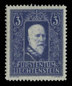 Liechtenstein #114 Cat$125, 1933 3fr violet blue, lightly hinged