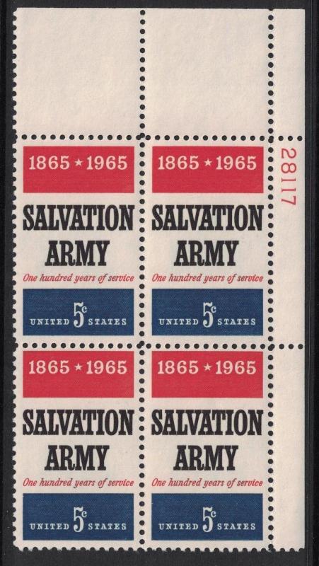 ALLY'S STAMPS US Plate Block Scott #1267 5c Salvation Army [4] MNH OG 