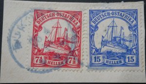 German East Africa 1905 Fifteen Heller (wmk) with BUKOBA in blue postmark