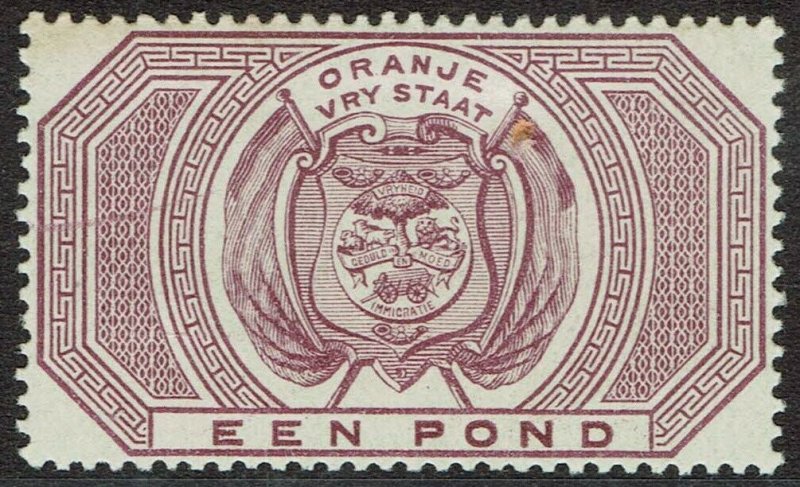 ORANGE FREE STATE 1882 ARMS POSTAL FISCAL 1 POUND MNH **