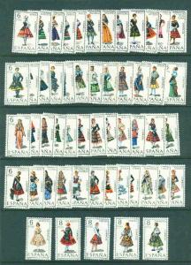 SPAIN Scott 1392-1444 MNH** complete regional costume set (53)  CV$ 13.25