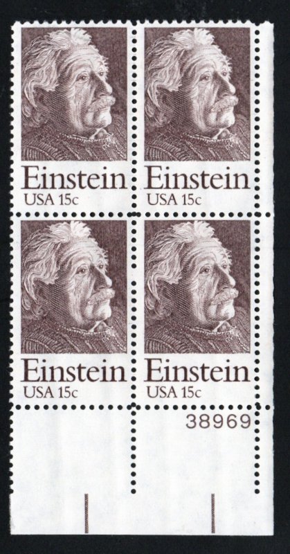 SC# 1774 - (15c) - Albert Einstein MNH Plate Block/4 - LR # 38969