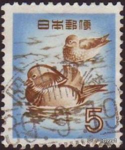 Japan 1952 SG#657 5 y Blue Mandarin Ducks Used