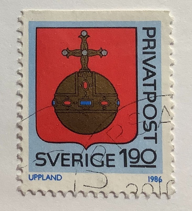 Sweden 1986 Scott 1593 used - 1.90k, Provincial Coat of Arms, Uppland Province
