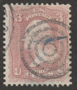 *KAPPYSSTAMPS 6214 USA SCOTT#65 USED  FANCY TARGET CANCEL CIVIL WAR STAMP