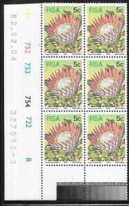 South Africa #476  5c Flowers Control Block of 6 (MNH) CV$1.75