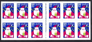 United States 2873a 29¢ Santa (1994). Pane of 12. MNH