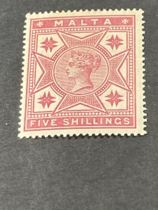 MALTA # 14---MINT/HINGED---ROSE---SINGLE------1886