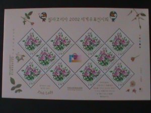​KOREA-2001 SC#2058 PHILLA KOREA WORLD STAMP SHOW-PINK LADY-ROSES MNH SHEET-VF