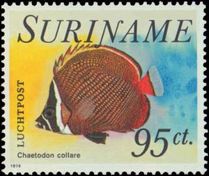Suriname #447-451, C55-C57, Complete Set(8), 1976, Fish, Never Hinged