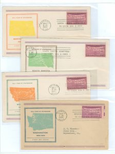 US 858 1939 Four states (South Dakota, North Dakota, Montana & Washington/all with 50th year of statehood on four addressed firs