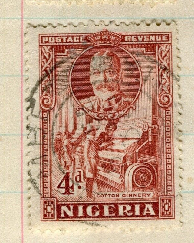 NIGERIA; 1930s early GV pictorial issue fine used 4d. value