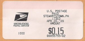 Postage Due CARRIER'S envelope w/ PVI METER 2009 Stewartstown, BONUS: '93 strip
