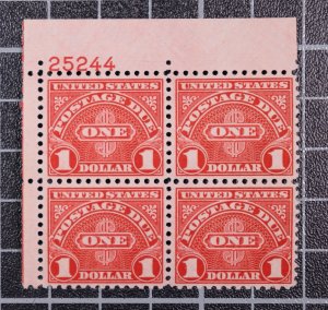 Scott J87 $1.00 Postage Due MNH Plate Block Of 4 UL 25244 SCV $290.00