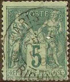 France - #78 -Used- 1876 - Peace - 5c - SCV-0.60