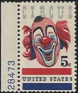 Scott# 1309  1966 5c red, bl, pink & blk  Circus Clown   Mint Never Hinged - ...