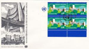 U.N. - Vienna # 3, Donaupark, Insc. Block of $ 1st Day Cover