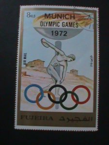 ​FUJEIRA-AIRMAIL-1972-  OLYMPIC GAMES MUNICH'72 CTO S/S-VF-FANCY  CANCEL