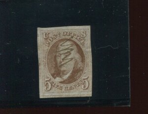 1 Franklin Imperf Used Stamp (Bx 3729)