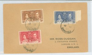 Dominica 94-96 1937 Royalty, King George VI, Coronation FDC