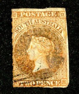 1855 South Australia  Sc #2 used cv.$90 ( 9297 BCXX5 )