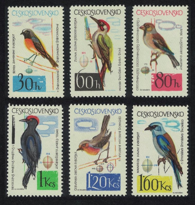 Czechoslovakia Redstart Woodpecker Hawfinch Robin Roller Birds 6v SG#1446-1451
