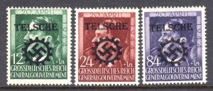 POLAND NB33-NB35 LOCAL TELSCHE OCCUPATION OVERPRINT OG NH VF BEAUTIFUL GUM