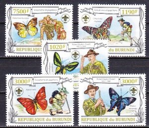 Burundi, 2012 issue. Scouts with Butterflies set of 6. ^
