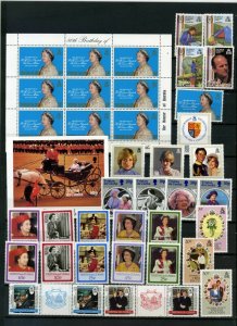 TRISTAN DA CUNHA 1980-1989 ROYALTY SMALL COLLECTION 30 STAMPS, SHEET & S/S MNH