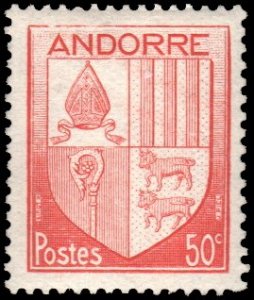 French Andorra 81 - Mint-H - 50c Coat of Arms (1944)