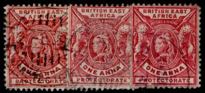 BRITISH EAST AFRICA QV SG66 + 66a + 66b, 1a SHADE VARIETIES, USED.