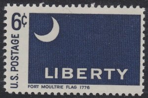 US 1345 Historic Flags Fort Moultrie Flag 1776 6c single (1 stamp) MNH 1968