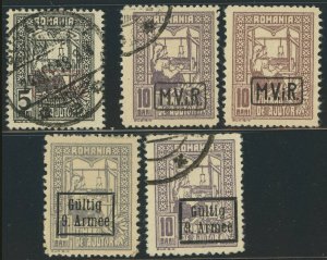 Romania WWI German Occupation Overprint Postal Tax Stamps Used MLH