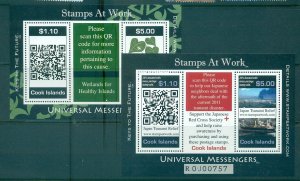 Cook Islands - Sc# 1386-7. 2011 Stamps at Work. MNH Souv. Sheets. $19.50.