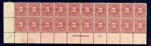 J41 Postage Due Perf 12 Mint Plate Strip of 20 Stamps